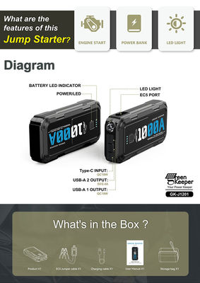1000A 10000mAh 5.0L 3.5L 배터리 부스터 자동차 비상 점프 스타터 LED 작업 조명