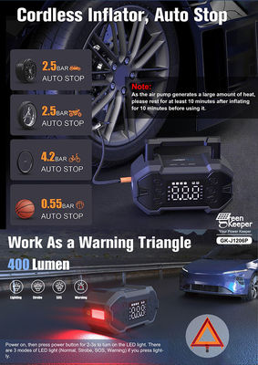 4 in 1 Car Booster Power Bank Jump Starter 내장 공기 압축기와 펌퍼