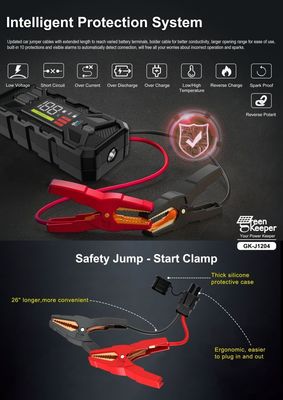 소재 12V 1500A 초안전 고 용량 점프 스타터 LED 라이트 엔진 시작 기능