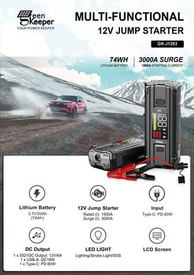 자동차 배터리 Jump Starter UltraSafe 슈퍼 콘덴시터 3000A 차량용 파워 뱅크 트럭