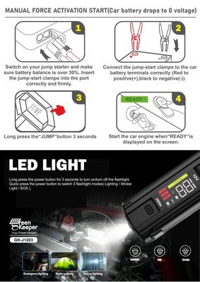 자동차 배터리 Jump Starter UltraSafe 슈퍼 콘덴시터 3000A 차량용 파워 뱅크 트럭