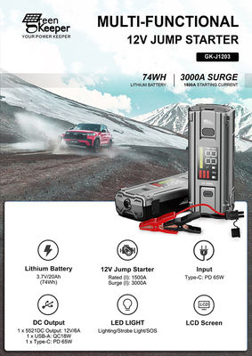 차량 트럭 및 자동차용 UltraSafe 3000A 고 방출 배터리 부스터 팩