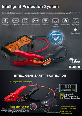 QC 18W 입력 GreenKeeper UltraSafe 슈퍼 콘덴시터 2000A 배터리 점프 스타터 LED 조명