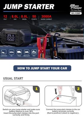 12V C형 자동차 배터리 충전기 빠른 충전용 전기 자동차 배터리 점프 스타터